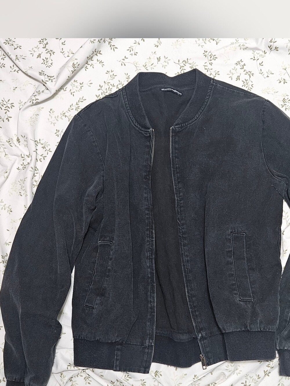 Brandy Melville Washed Black Bomber Jacket